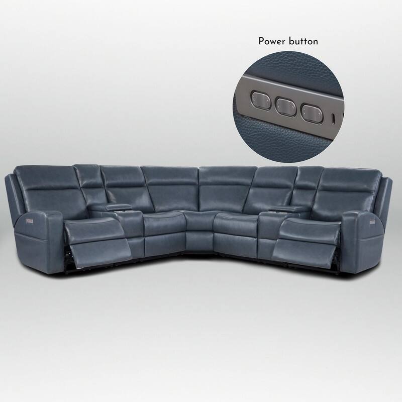110" W Width Genuine Leather Power Recliner Sectional with Storage, USB&USB-C Port for Living Room