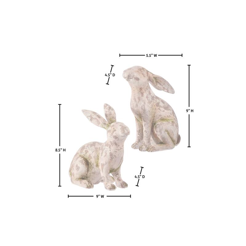 8.5"-9" Resin Mossed Bunny Set of 2