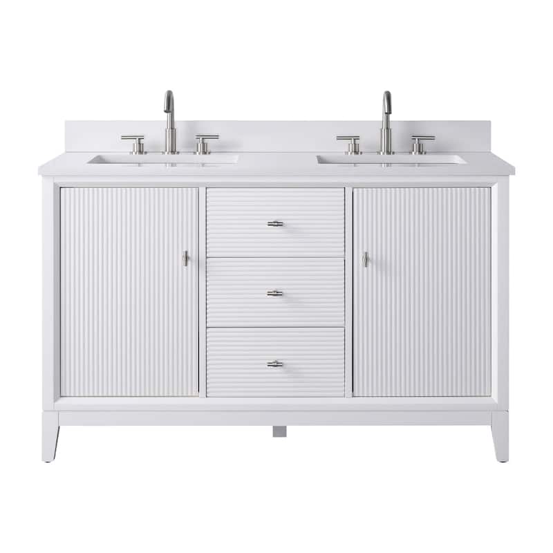 Vanity Art 54" Freestanding Bathroom Vanity with Engineered Marble Top and Sinks