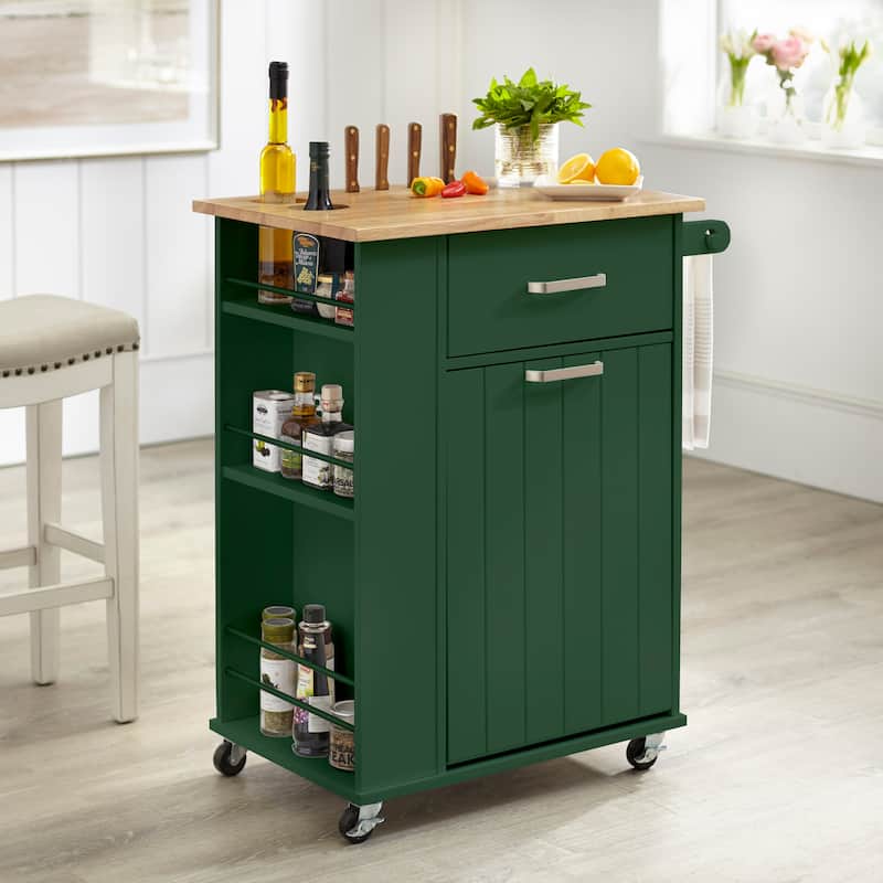 Simple Living Lima Rolling Kitchen Cart - Dark Hunter Green