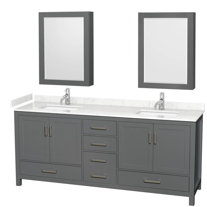 Sheffield Double Bathroom Vanity Set, Cultured Top, Medicine Cabinets