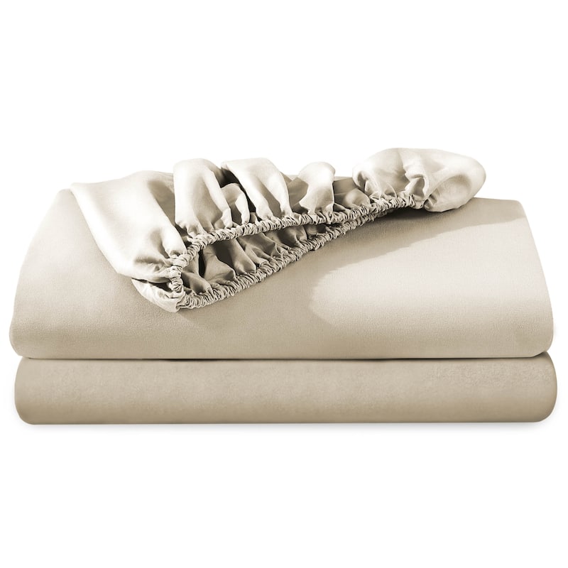 Bare Home 2-Pack Microfiber Fitted Bottom Sheets - Twin - Sand
