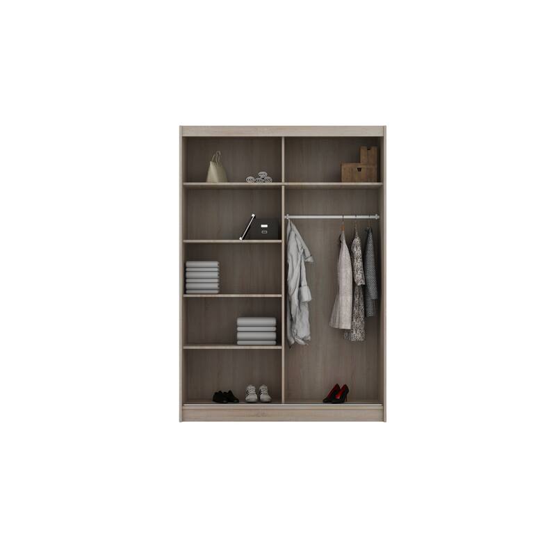 Cedar 2-Door Modern Wardrobe Armoire with Mirror - N/A