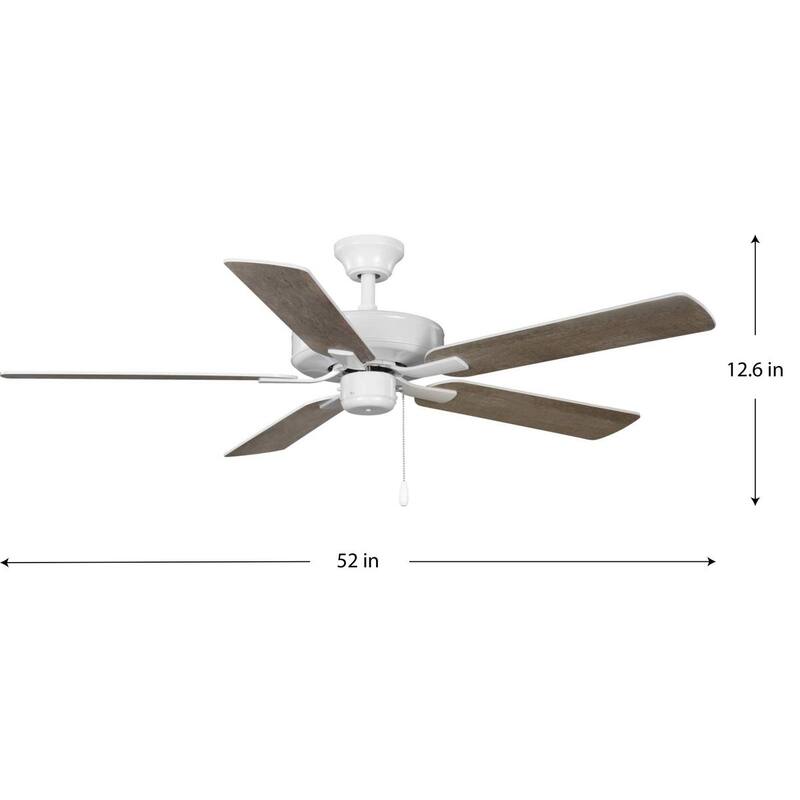 AirPro 52 in. White 5-Blade Rated AC Motor Ceiling Fan - 52 in x 52 in x 12.5 in