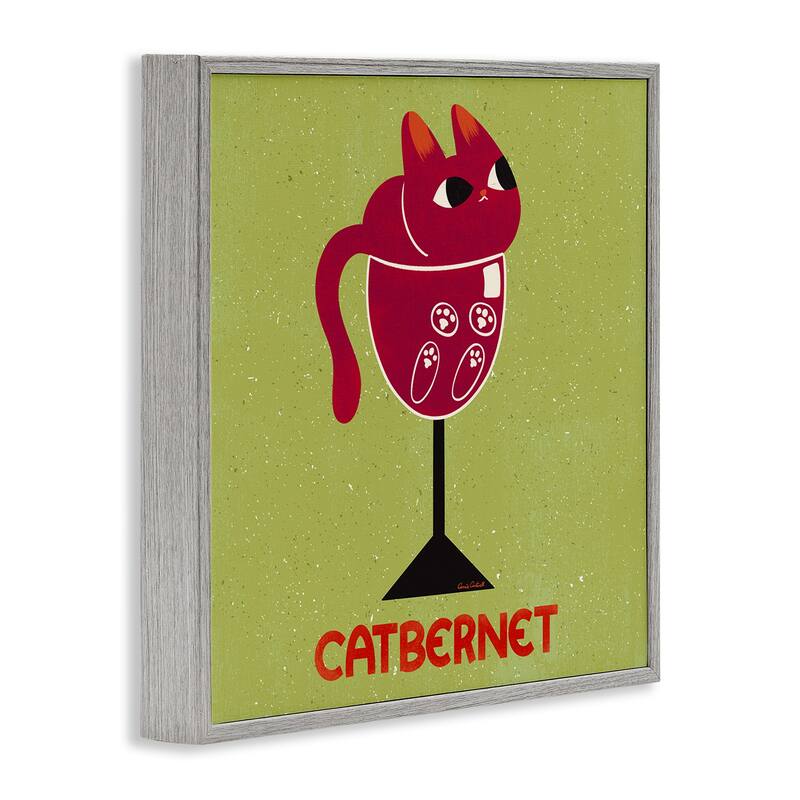 Stupell Catbernet Cat Wine Framed Giclee Art Design By Carrie Cantwell