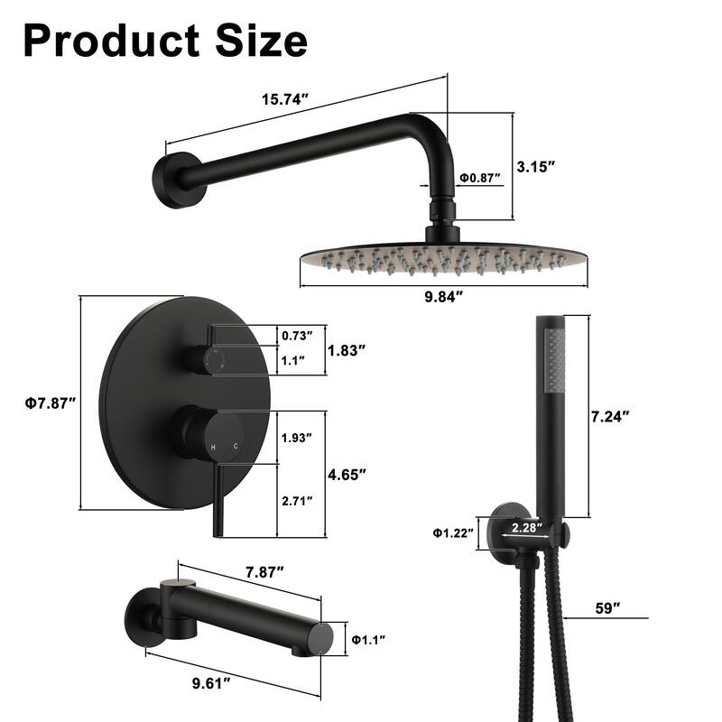 10-Inch Three-function Wall-mounted Round Shower Set