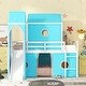 preview thumbnail 2 of 7, Blue Castle Bunk Bed with Slide, Tent and Tower, Full-Length Guardrail