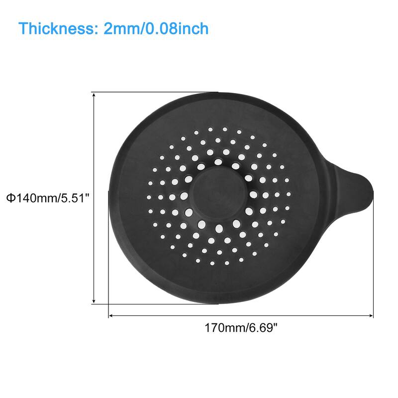 Hair Drain Catcher, 5.51inch Tub Drain Covers Protector with Handle - Black - 4Pcs