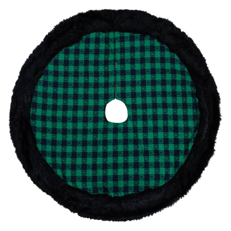 48" Green and Black Plaid Christmas Tree Skirt - 48