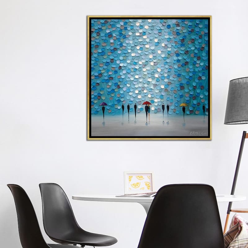 iCanvas "3 Tiny Umbrellas" by Ekaterina Ermilkina Framed Canvas Print