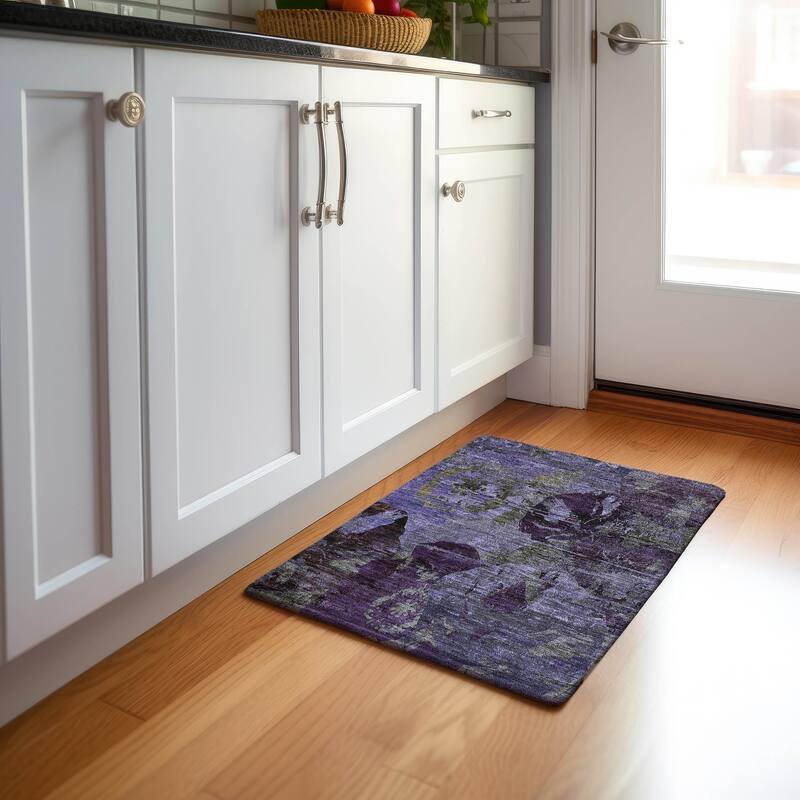 Premium Washable Super Soft Solid Abstract Mayfield Rug - Purple - 1' 8" x 2' 6" - Rectangle