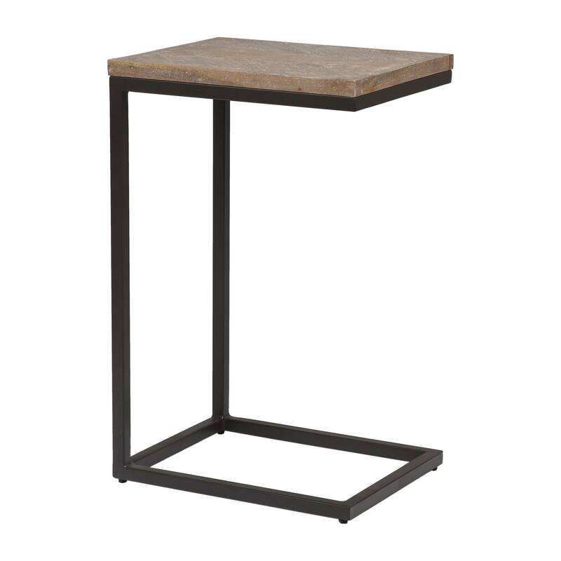 Silverton Industrial Accent C Table with Mango Wood Parquet Top