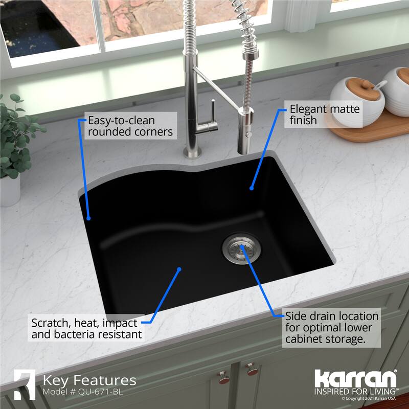 Karran Undermount Quartz Single Bowl Kitchen Sink