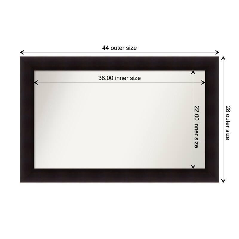 Portico Espresso Framed Non-Beveled Custom Wall Mirror, Bathroom Vanity Mirror - Outer Size: 43.75 x 27.75