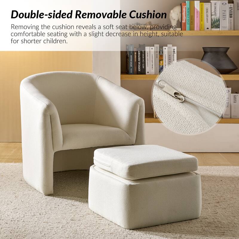 Arturo Modern Upholstered Armchair with Storable Removable Leg Ottoman Set of 2 by HULALA HOME