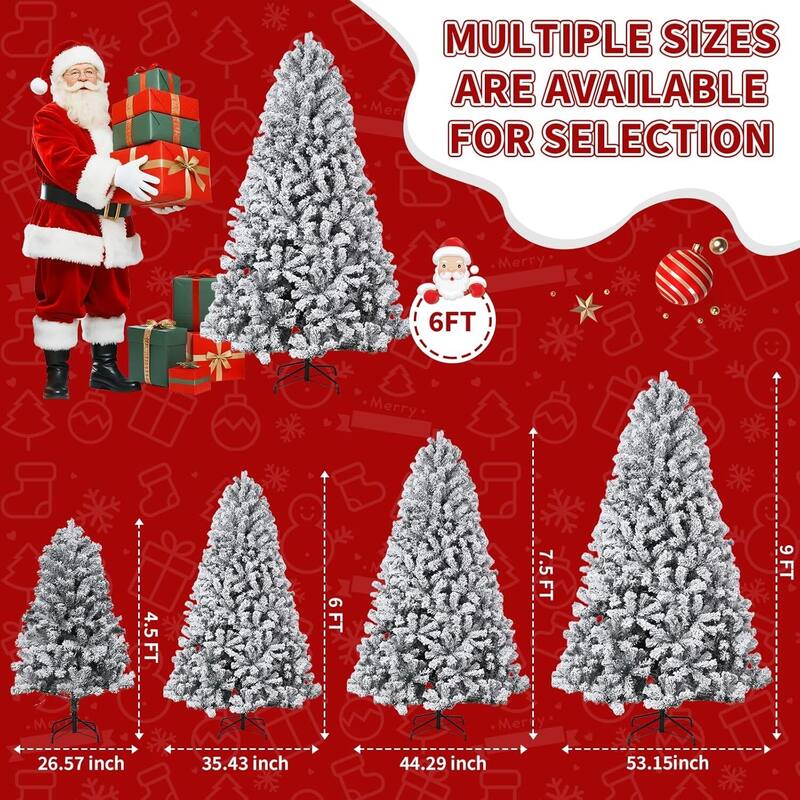 Snow Flocked Pre-Lit Artificial Christmas Tree for Home Office