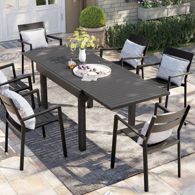 Pellebant Outdoor Aluminum Expandable Patio Dining Table - 82.7" / 41.3" (L) x 31.49" W x 29.5" H