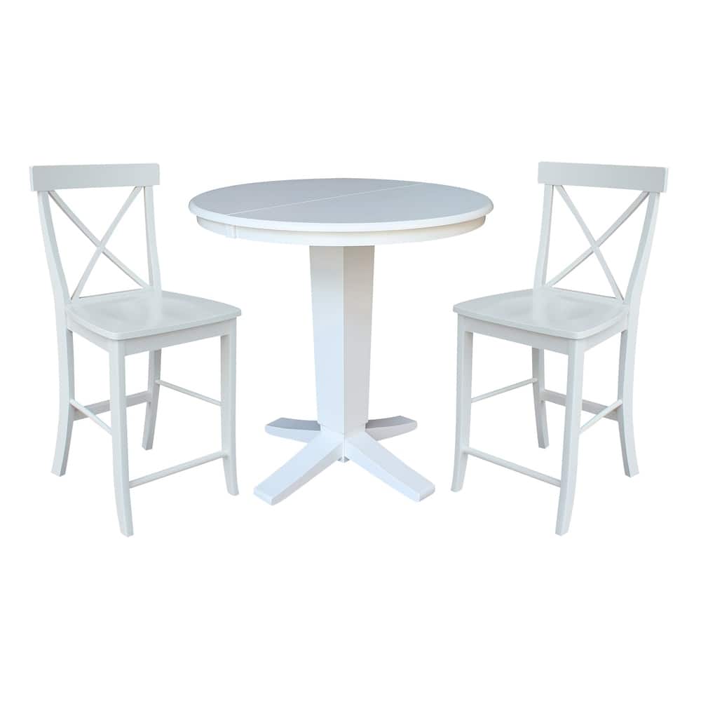 36 in Round Counter Height Extension Dining Table with 12 in Leaf and Stools