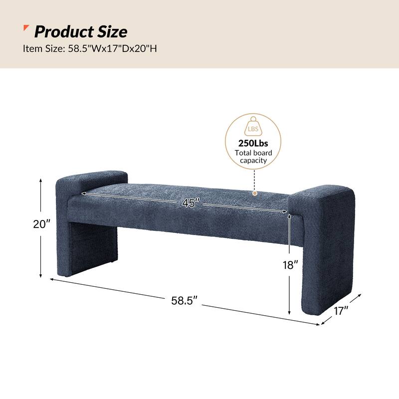 HULALA HOME Roland Modern 58.5''W Upholstered Bedroom Bench