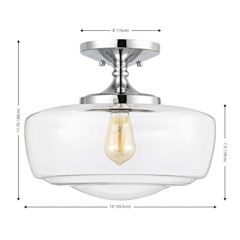 Gaines Glass/Iron Farmhouse Modern LED Flush Mount, by JONATHAN Y