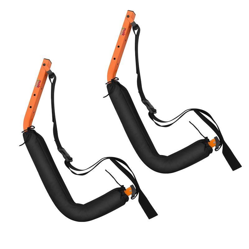 Kayak Storage Hooks - Set of 2 Wall Mount Garage Hangers - 125lbs Capacity Rack for Paddleboards by Rad Sportz (Orange) - Large