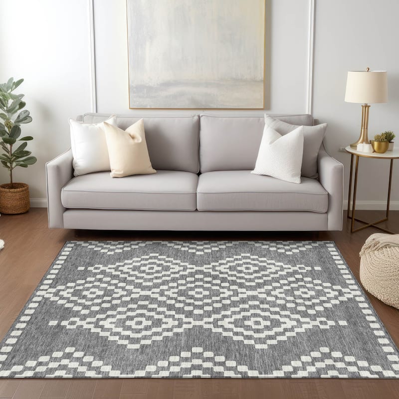 Machine Washable Indoor/ Outdoor Chantille Moroccan Boho Rug