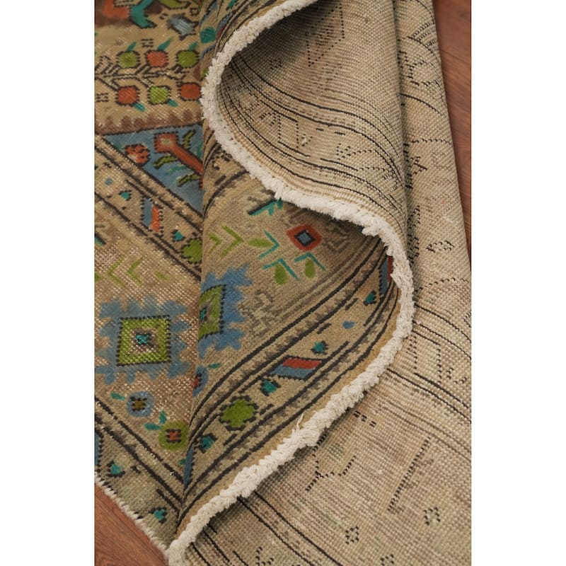 Hand Knotted Oriental 100% Wool Carpet Traditional Floral Brown Tabriz Area Rug - 9' 4'' X 6' 3''