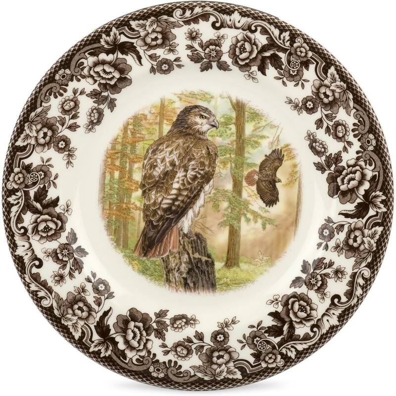 Spode Woodland Salad Plate Assorted Animals - 8 Inch - Red-tailed Hawk