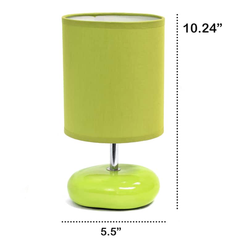 Mini Round Rock Ceramic Table Lamp with Drum Shade - 10.25" - Green