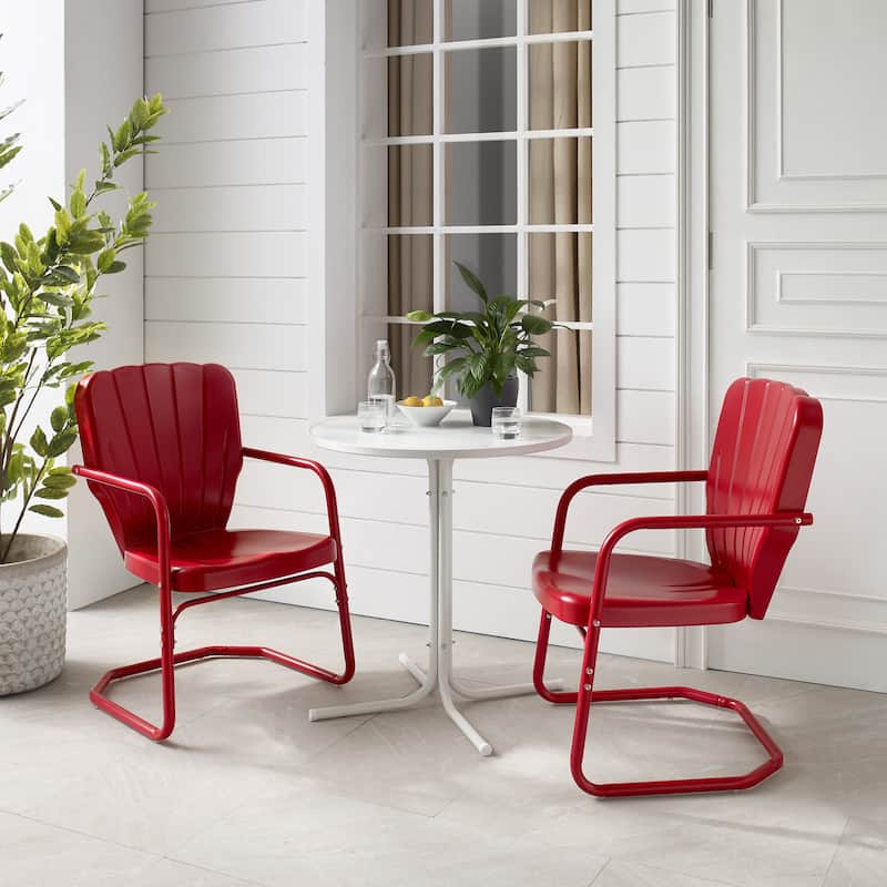 Crosley Ridgeland 3Pc Outdoor Bistro Set - 108 W x 34 D x 34.25 H - Red