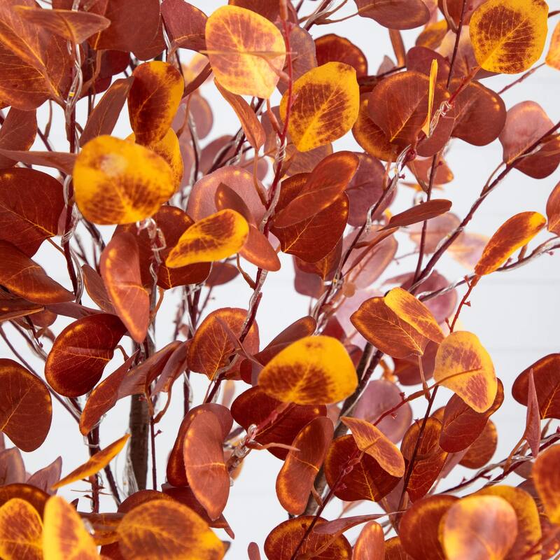 Pre-lit Fall Harvest Grand Eucalyptus Artificial Tree - 7' - Warm White LED Lights