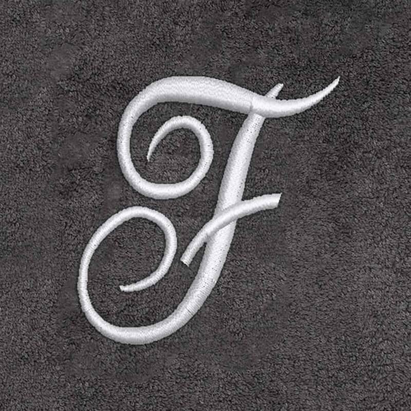 Avanti Linens Granite/Silver Script Monogram Hand Towel Letter F - Hand Towel
