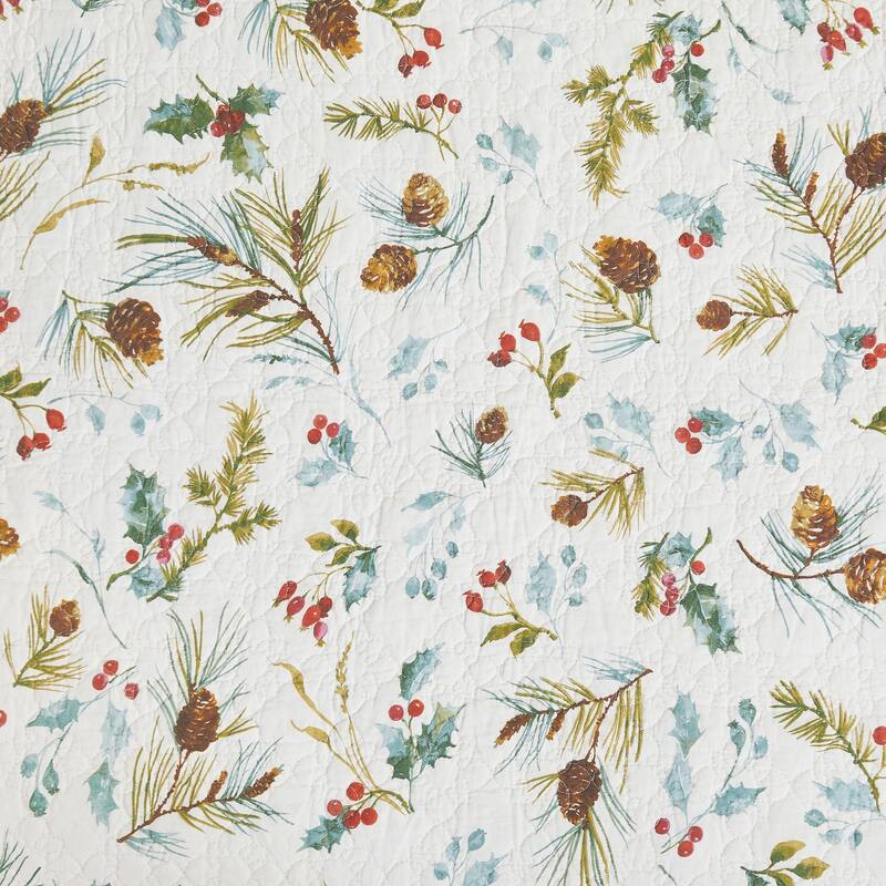 Edith Quilted Reversible Holly Botanical Table Runner