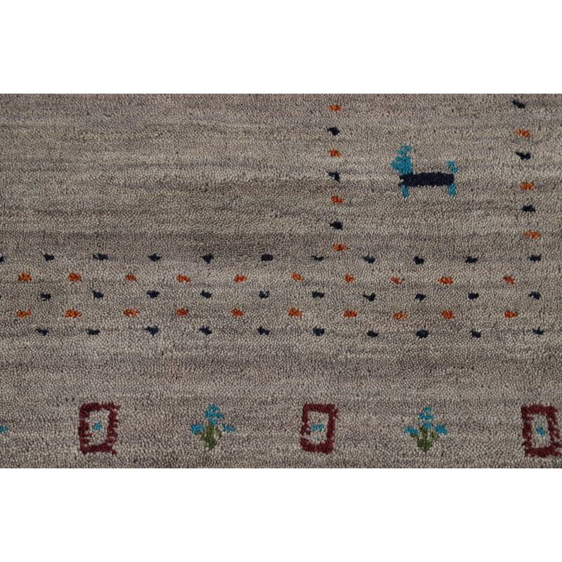 Tribal Gray Gabbeh Oriental Area Rug Handmade Wool Carpet - 5'3"x 7'7"