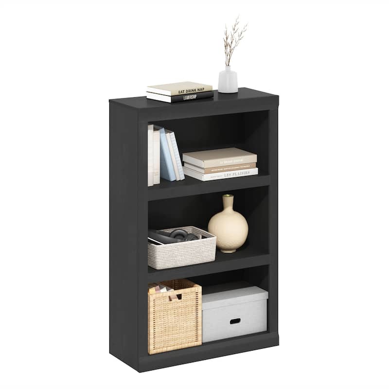 38.98 in. Tall Blackwood Wood 3-Shelf Bookcase