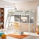 preview thumbnail 2 of 38, Twin size Loft Bed with Storage Shelves, Desk and Ladder, White White