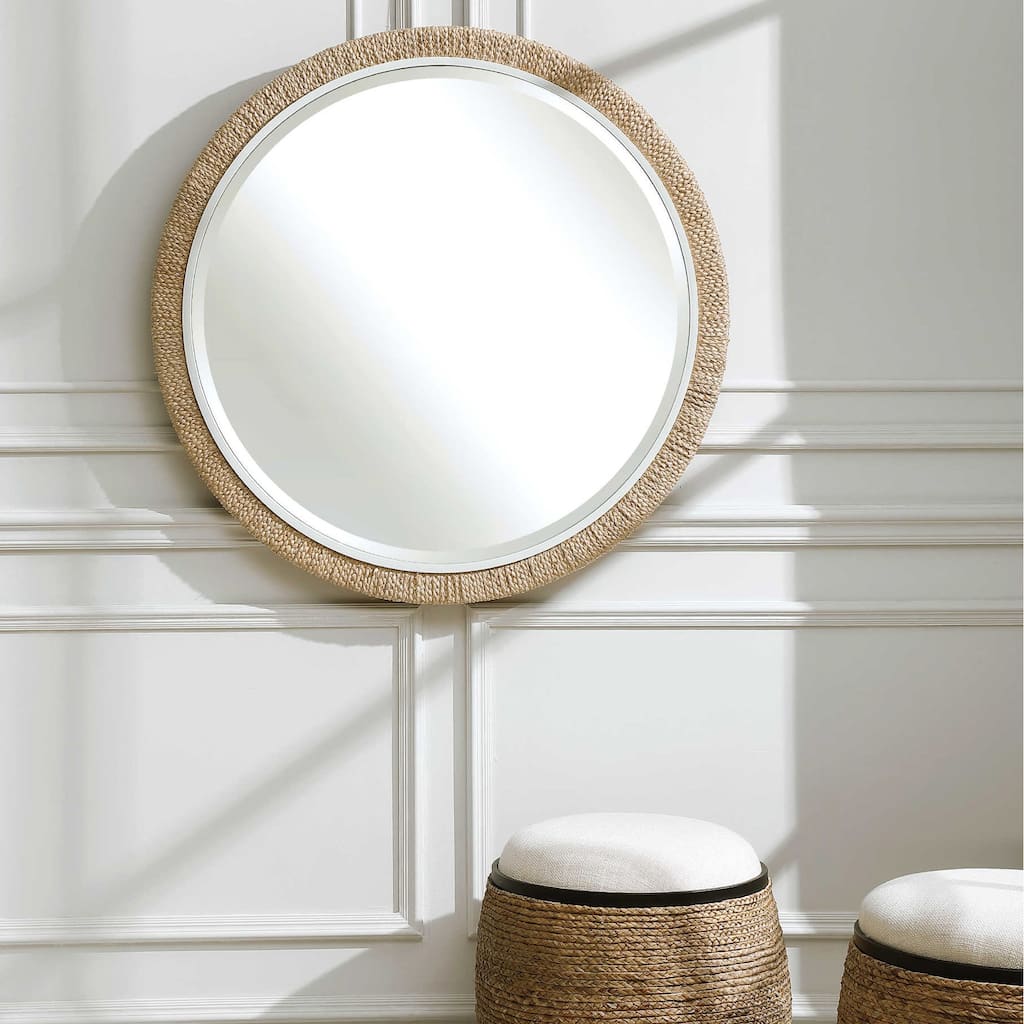 Uttermost Carbet 40" Round Modern Tropical Beach Large Wall Mirror