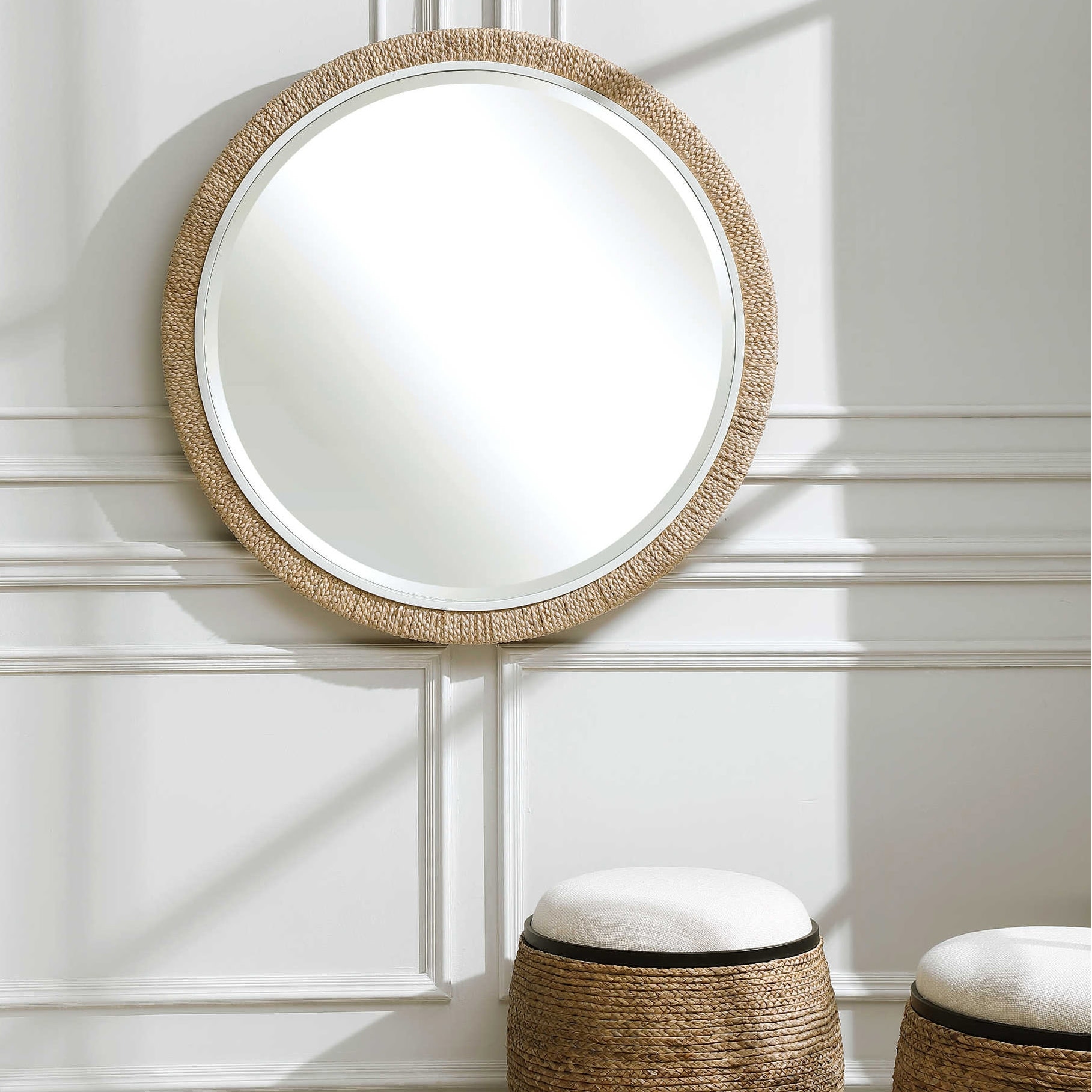 Uttermost Carbet 40" Round Modern Tropical Beach Large Wall Mirror