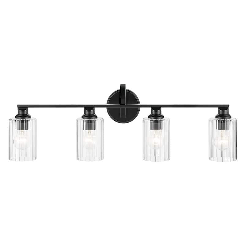 Kichler Lighting Gioe 32.25" 4-Light Vanity Light with Clear Fluted Glass in Black