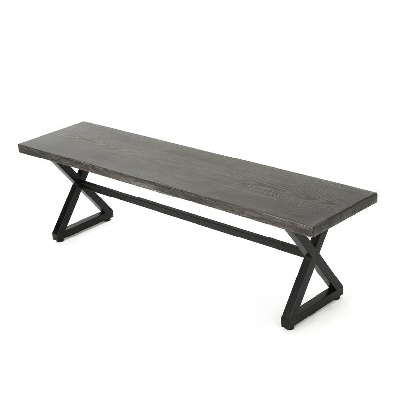 Outdoor Aluminum Dining Bench With Steel Frame