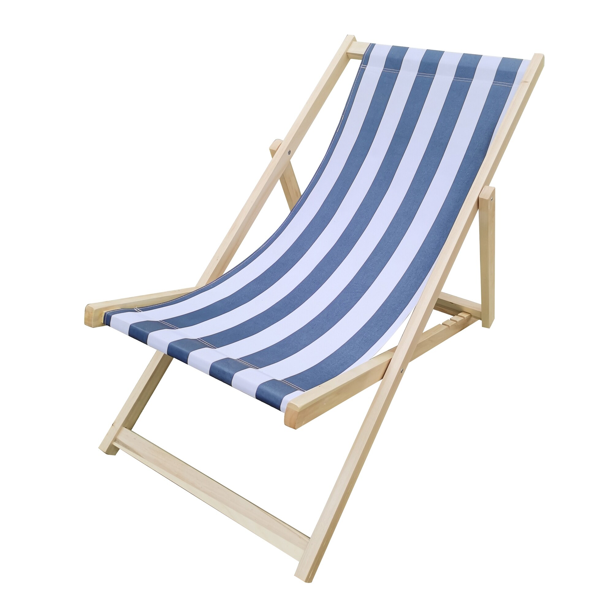 Blue White Stripes Wood Outdoor Folding Sling Chair Bed Bath