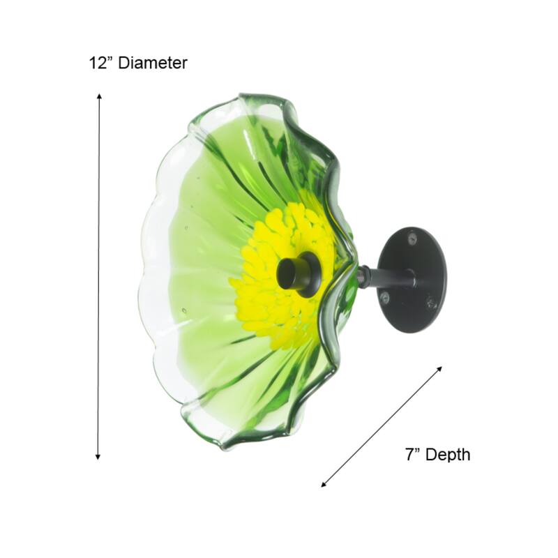 12IN Diameter Green Fiore Bloom Art Glass Wall Décor