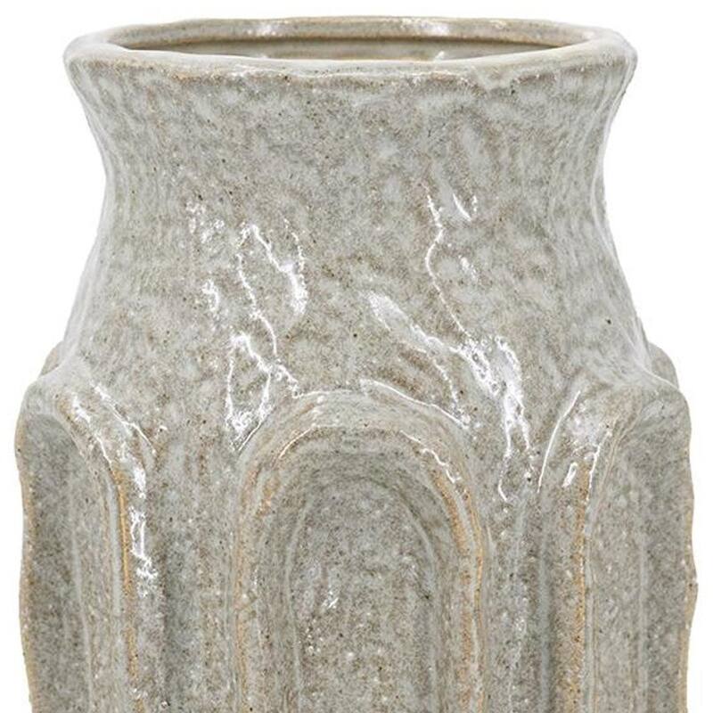 8" Sage And Gray Textural Ceramic Table Vase - 5.90