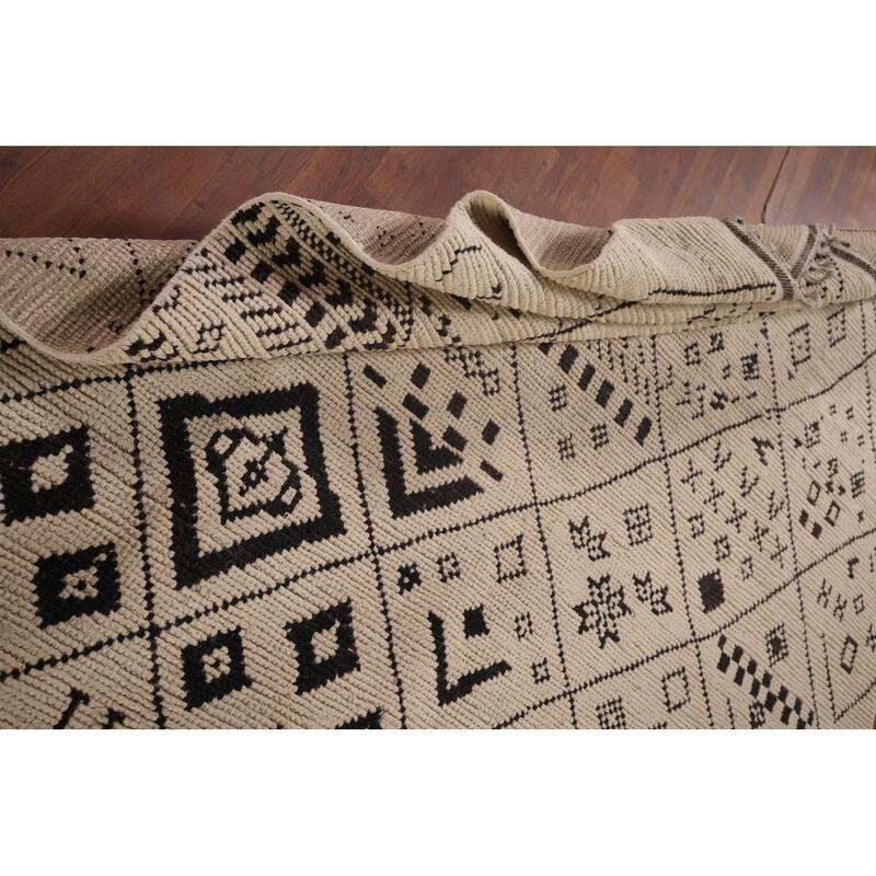 All-Over Trellis Moroccan Ivory Area Rug Handmade Wool Carpet - 6'0"x 9'11"