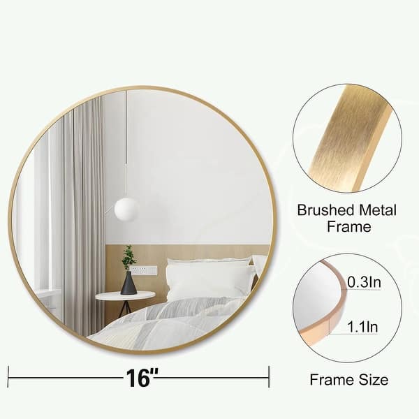 Circle Mirror 16 Inch Brushed Aluminum Frame - Bed Bath & Beyond - 37262114