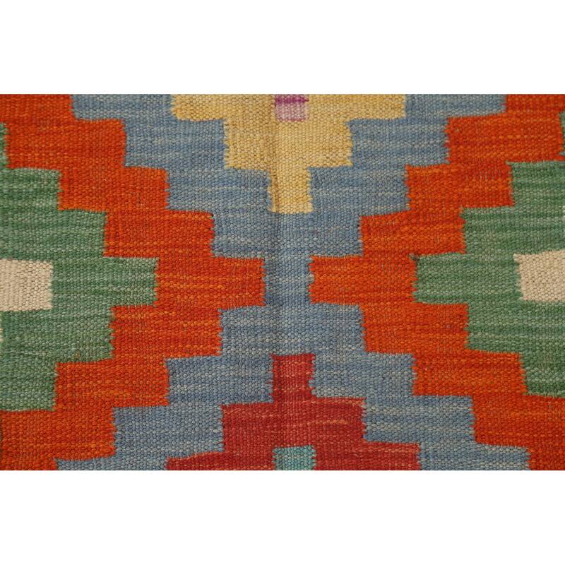 Hand Woven Oriental 100% Wool Carpet Southwestern Geometric Multi-Colored Kilim Area Rug - 6' 6'' X 4' 8''
