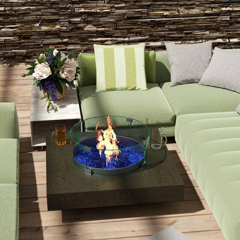 Armore Round Tempered Glass Wind Guard For Outdoor Fire Pits