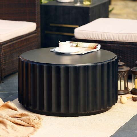 Black Cement Round Coffee Table Indoor or Outdoor
