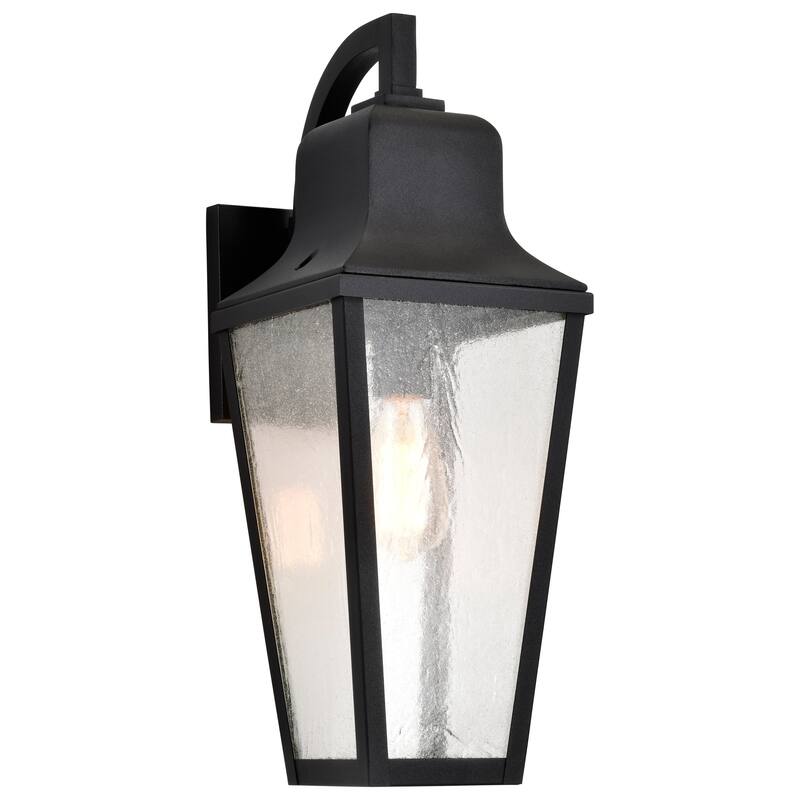 Lawrence 1 Light Large Wall Lantern Matte Black with Clear Seeded Glass