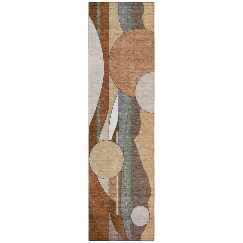 Machine Washable Indoor/ Outdoor Contemporary Retro Chantille Rug